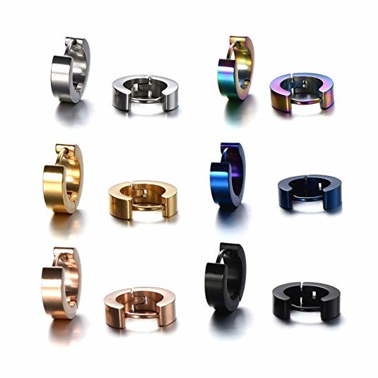 Stainless Steel Small Hoop Earrings Set Clip On Earrings Set for Men Women Huggie Earrings Non-Piercing