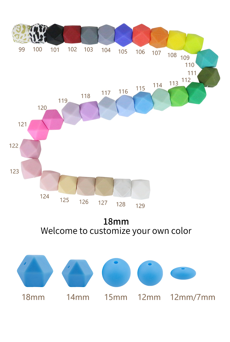 17mm Hexagon Silicone Teething Bead Eco Friendly Safety Chewable For Baby Teething
