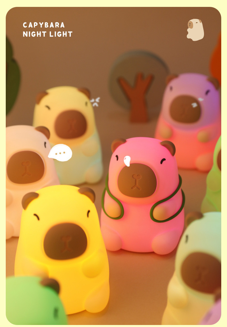 Rechargeable Lovely Design Soft Silicone Capybara Night Light For Child's Bedroom