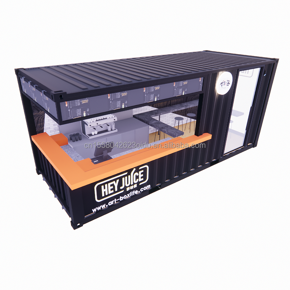 Long Beach Container Coffee Bar Extendable Container Bar with Customized Color and Wall 50/75/100mm Wave Sandwich Panel