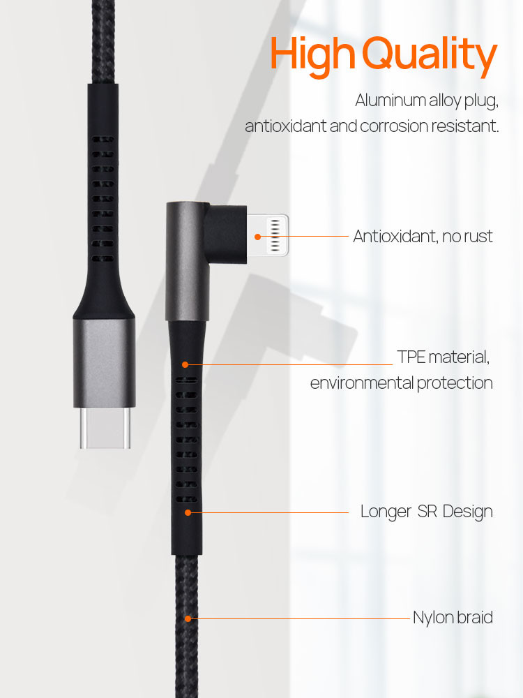 MFI C94 3ft 6ft USB Lightning Charging Cable Type Black Lightning