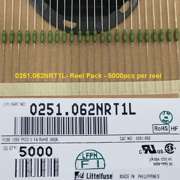 max 125V 0.062A Fast Acting Pico Fuse In Taped And Reel Pack