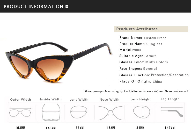 Retro Vintage Narrow Cat Eye Sunglasses Women Cat Eye Clout Glasses Plastic Frame