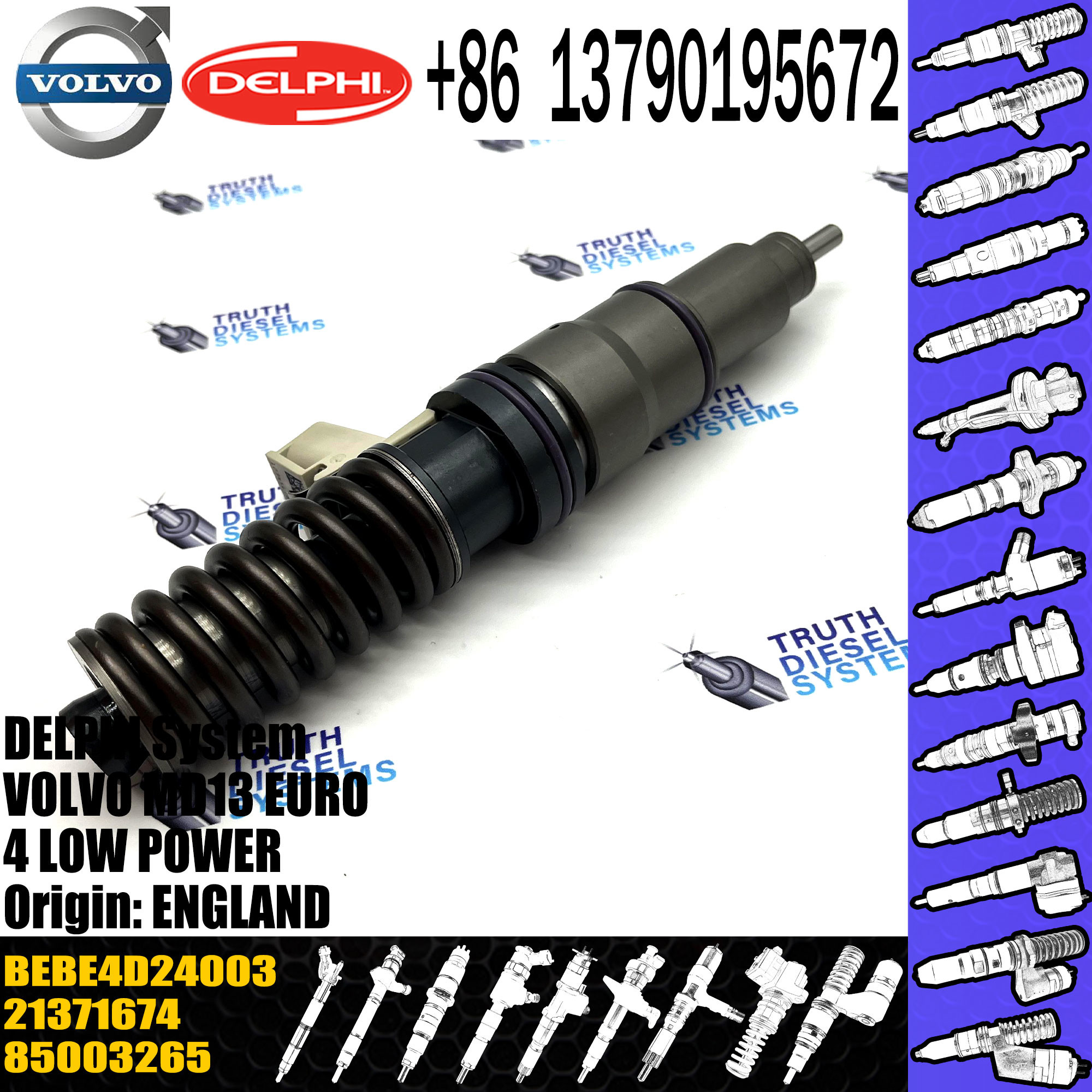 Direct Sale Diesel Fuel Injector 20972223 21371674 BEBE4D24003 For VOL MD13 EURO 4 LOW POWER