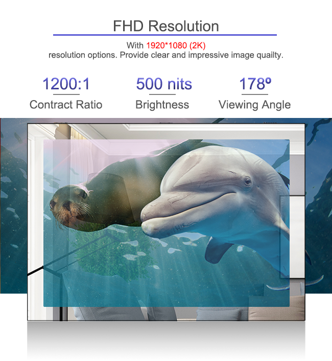 43" Mirror LCD Display For Outdoor Transmittance 50% Media Player