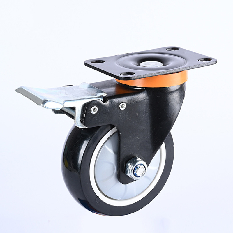 3&quot; 4&quot; 5&quot; Industrial Furniture Trolley Black Single Bearing Castor Wheel