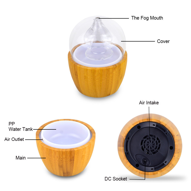Whisper - Quiet Real Wood Base Glass Ultrasonic Diffuser