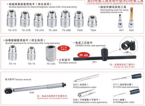 20pcs common rail injector dismantle tools