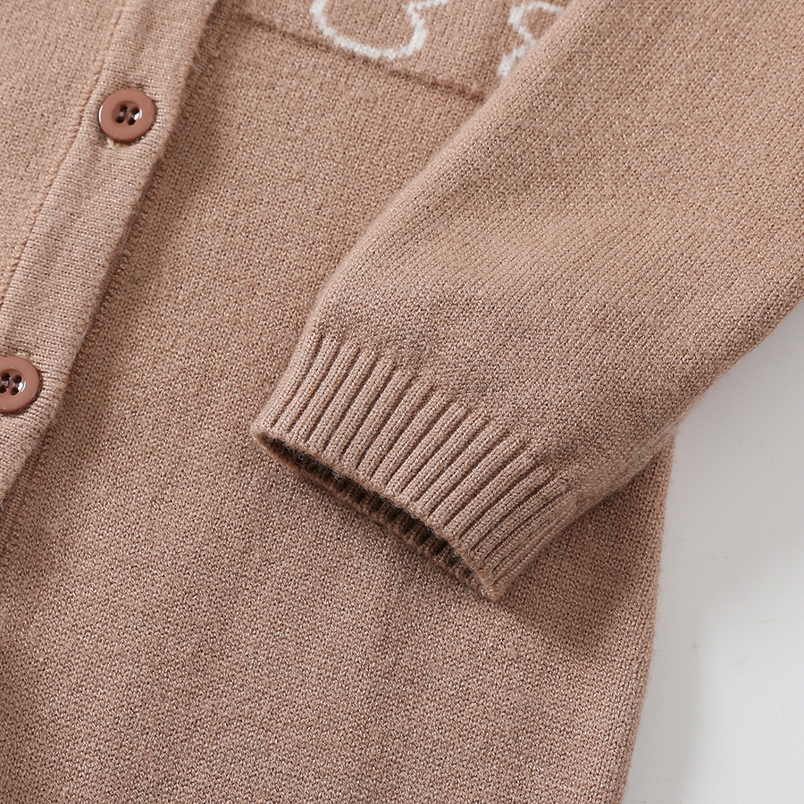 Autumn winter print long-sleeved button baby bodysuit cute bear warm knitted sweater baby bodysuit romper