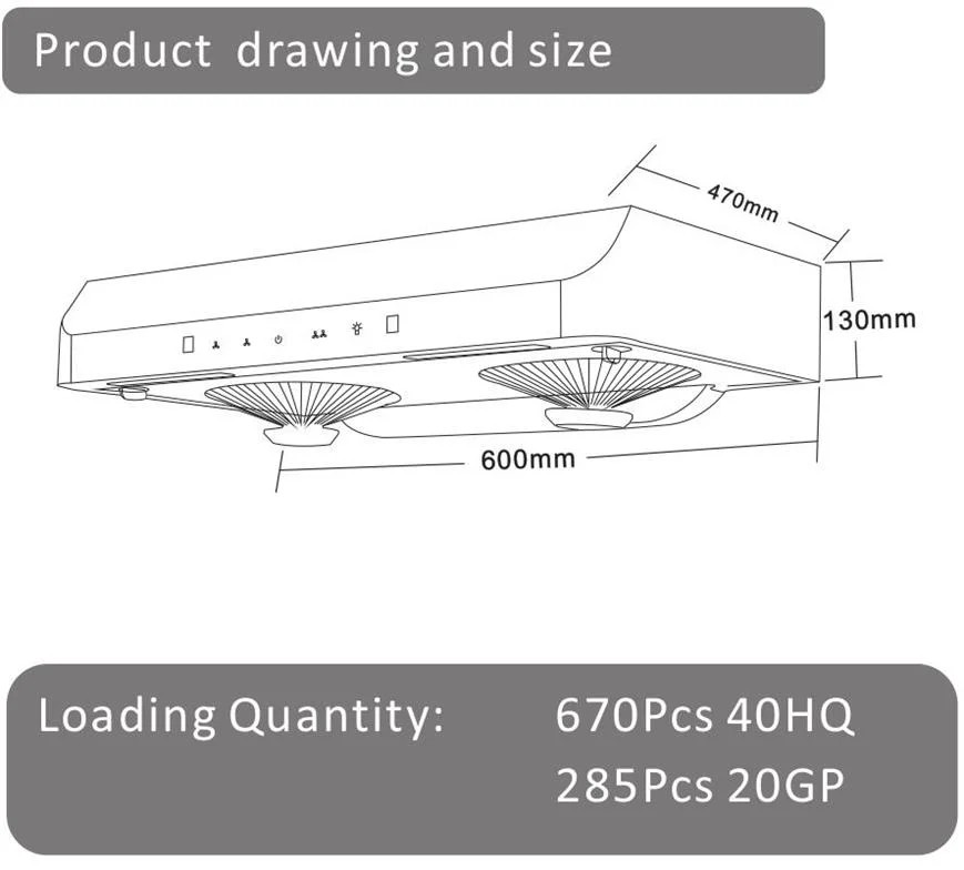 Kitchen Double Motor Silver Ultra Thin Range Hood Silver Profile