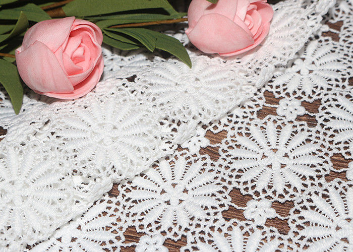 Custom DTM Polyester Floral Guipure Lace Dress Fabric For Haute Couture