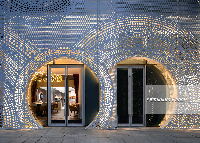 Outdoor Aluminium Curtain Wall Laser Cut Wood Stone Cladding Veneer