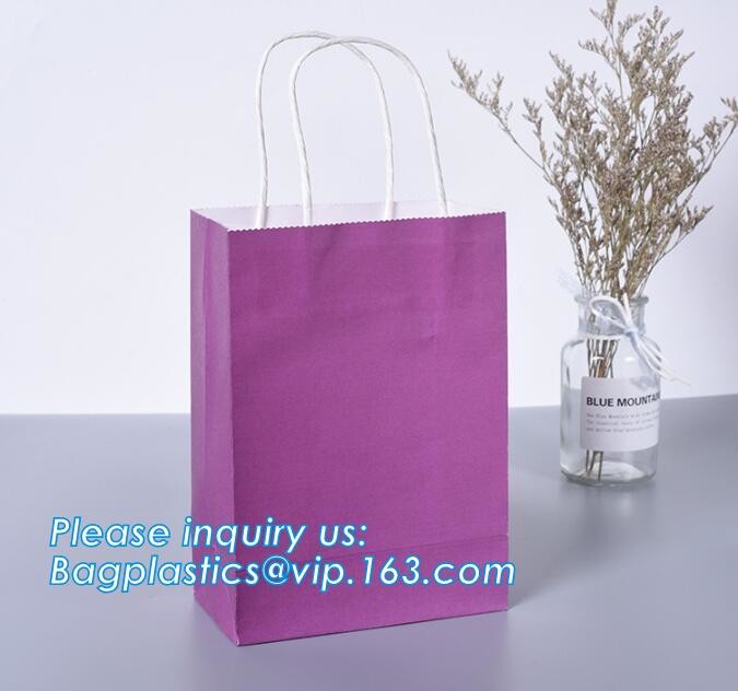 Custom Printed Accept Wholesale Stock White Brown Kraft Paper Shopping Bag With Handle No Minimum, carrier handle bags