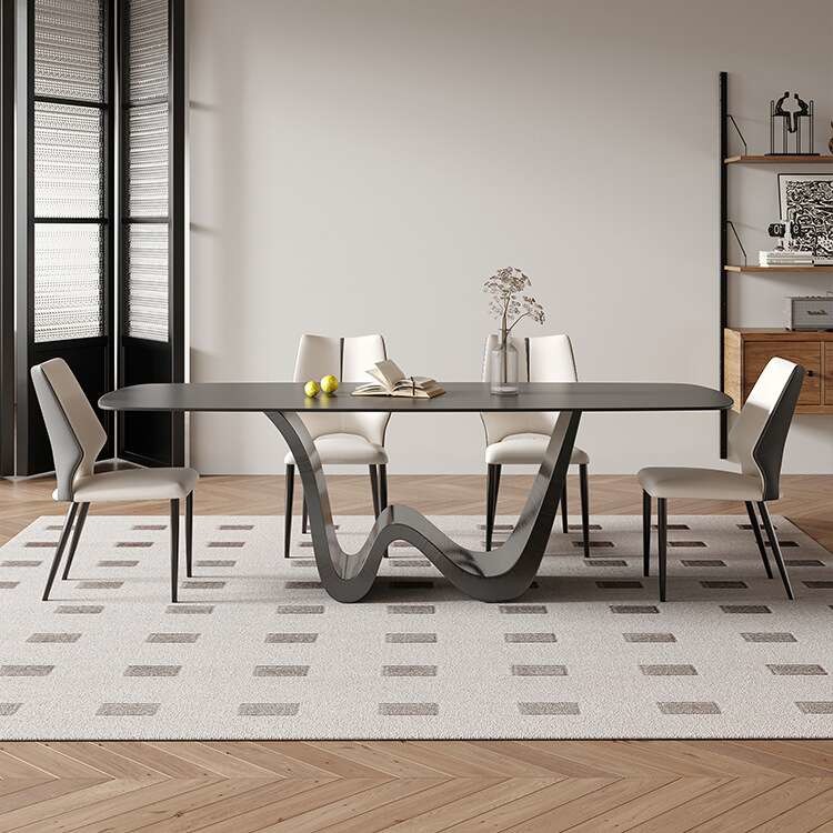 Quartz Stone Tabletop Luxury Wood Dining Table Set OEM ODM