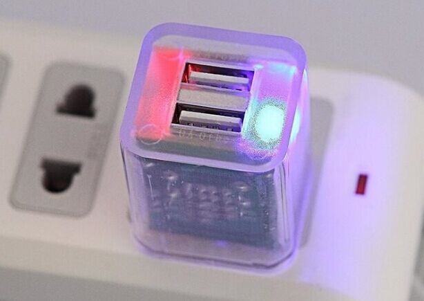 Lucency charger transparency case mini charger USB connecter LED indicator 5V1A 5V 2.1A