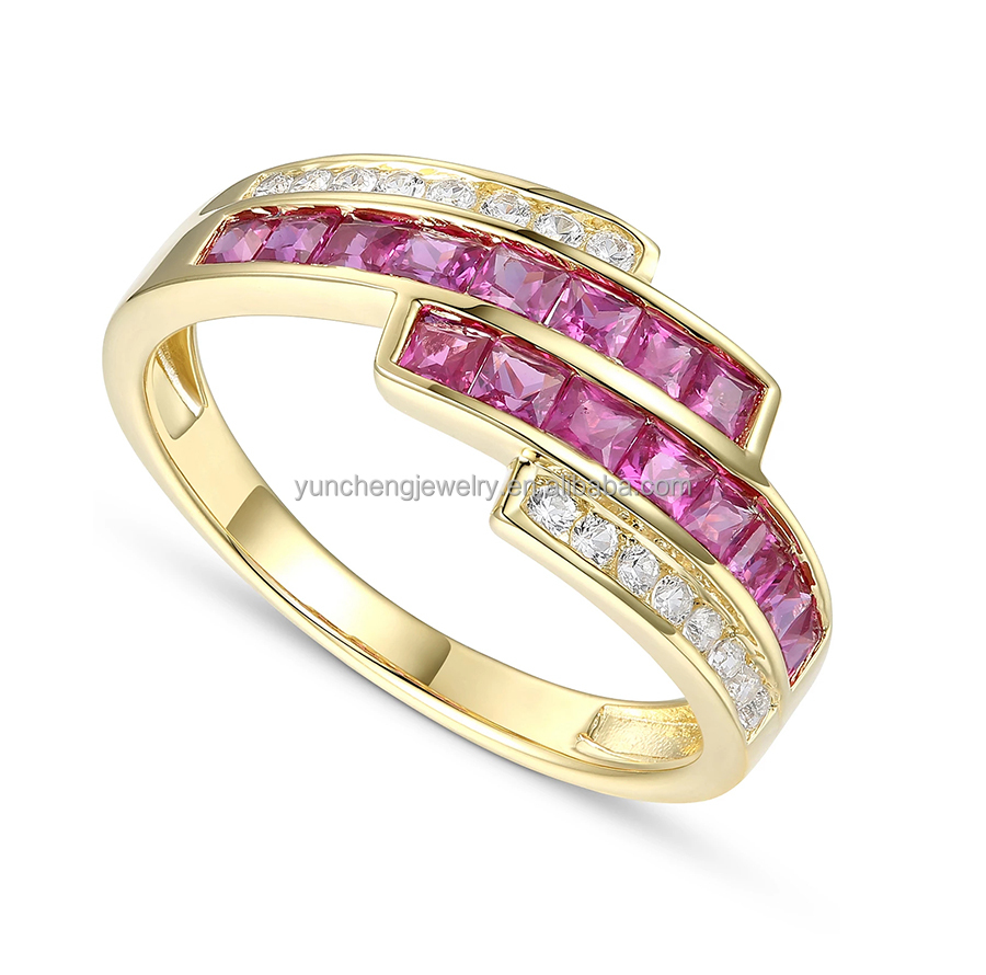 Prong Setting Emerald Ruby Women'S Diamond Statement Rings Size 6- Size 10