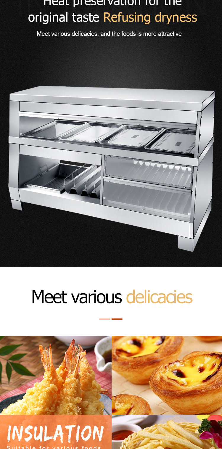 Restaurant Design Multi-functional Food Warmer Display Counter with 30-85C Temperature