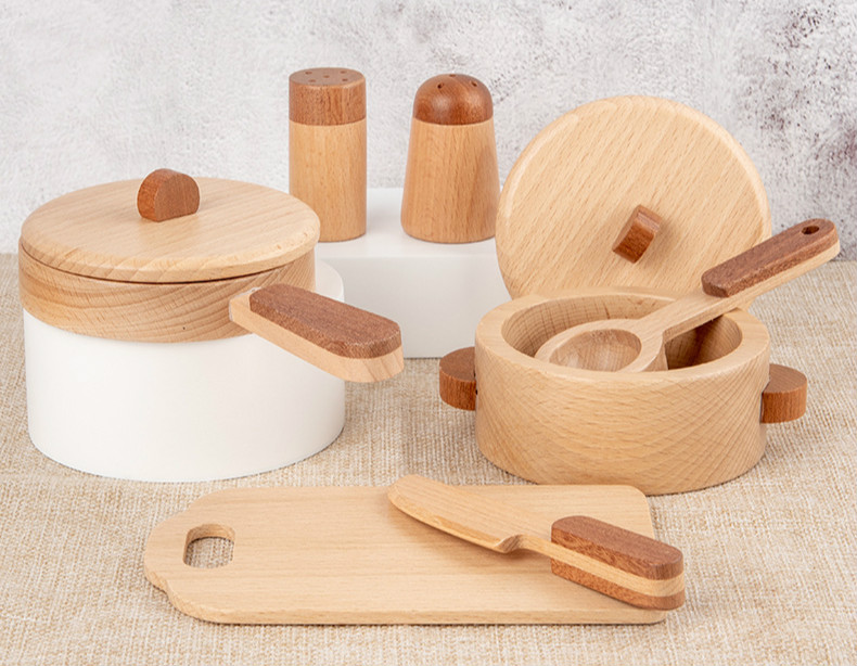 Children'S Log Wooden Kitchen Toy Set Simulation Mini Educational