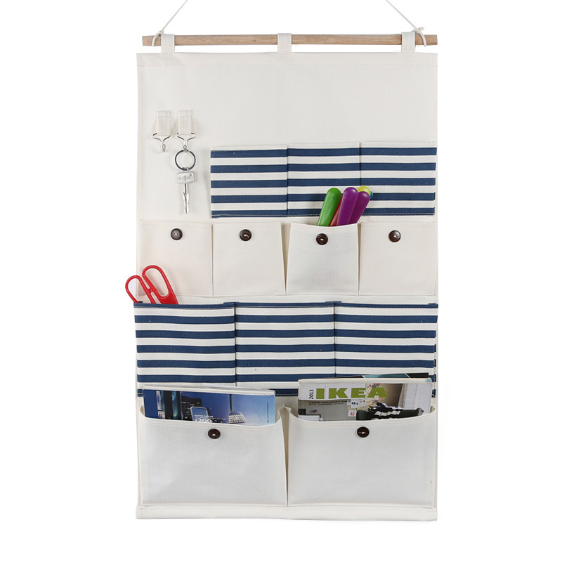 Puting hanging storage bag pockets organizer door wall chest holder customized blue