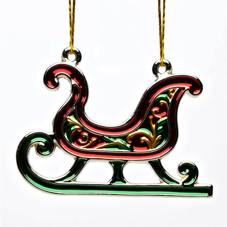 Custom Business Promotion Gifts Polished Silver Sleigh Ornament With Intricate Patterns