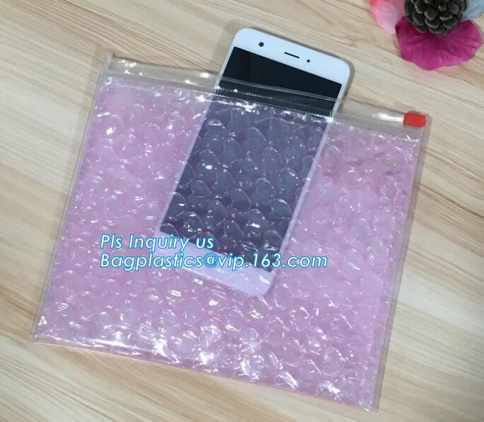 Flat bottom zip lock tin tie food packaging aluminum foil bubble bag, Air Bubble Plastic Packing Bag, Shock Proof Slider