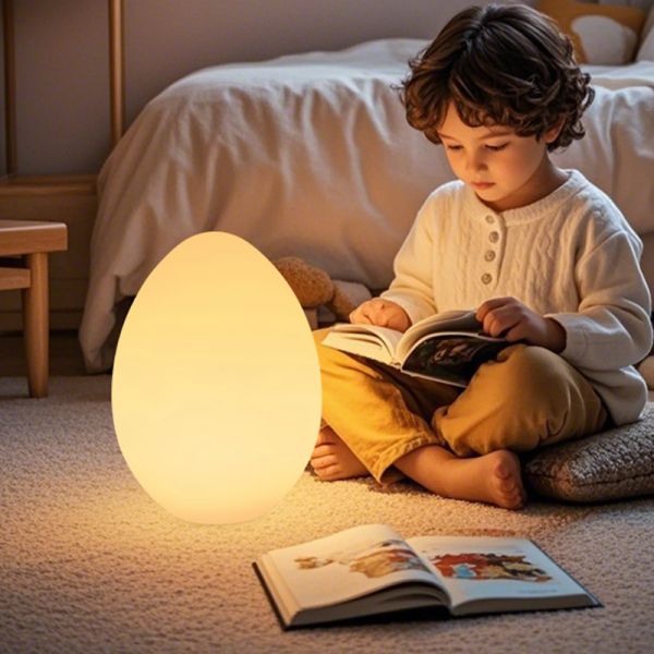 Modern Eco-Friendly Egg-Shaped LED Table Lamp Indoor Night Light Stylish Design for Reading Room AC DC Power Supply Remote