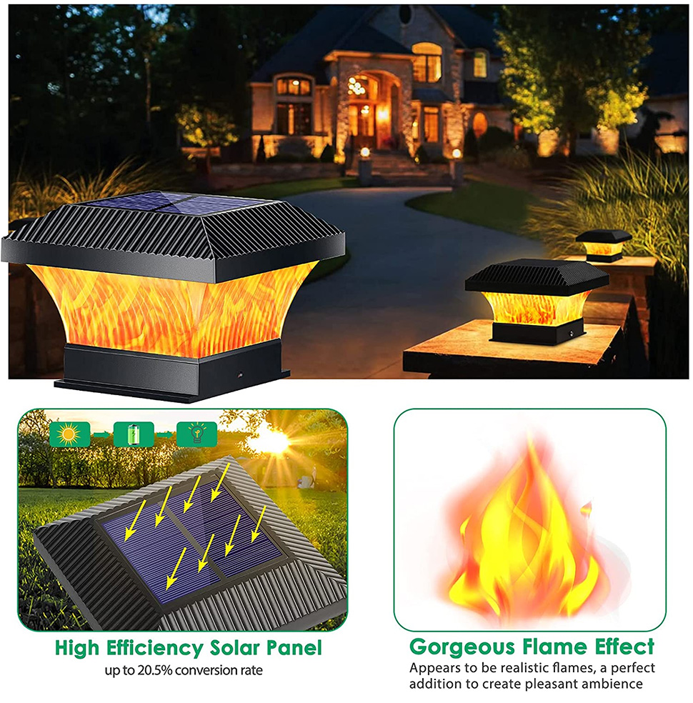 Outdoor LED Solar Powered Pillar Lights 2700K 2200mAH Multipurpose Solar Column Head Lighting