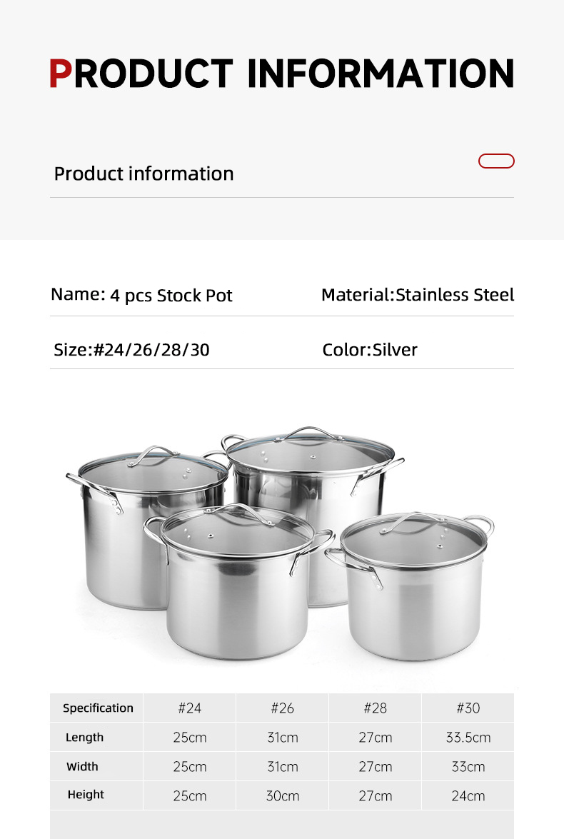 Good Selling 18/8 Stainless Steel Soup Pots Multi-user Stew Pots Cooking Pots With Binaural Handle