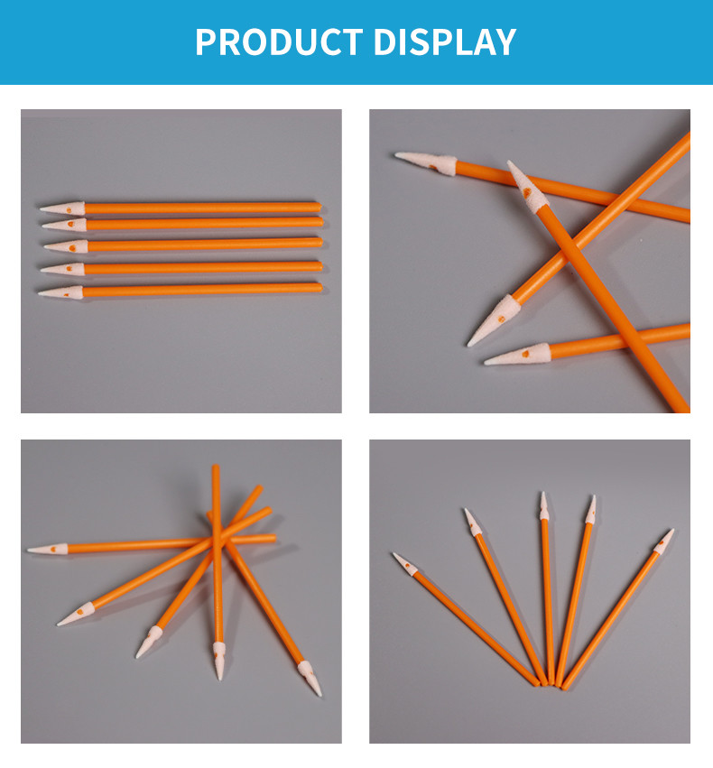 Spiral Head Pointed Cleanroom Foam Swab Rectangle For Cleaning Printer Circuit Boards Lens