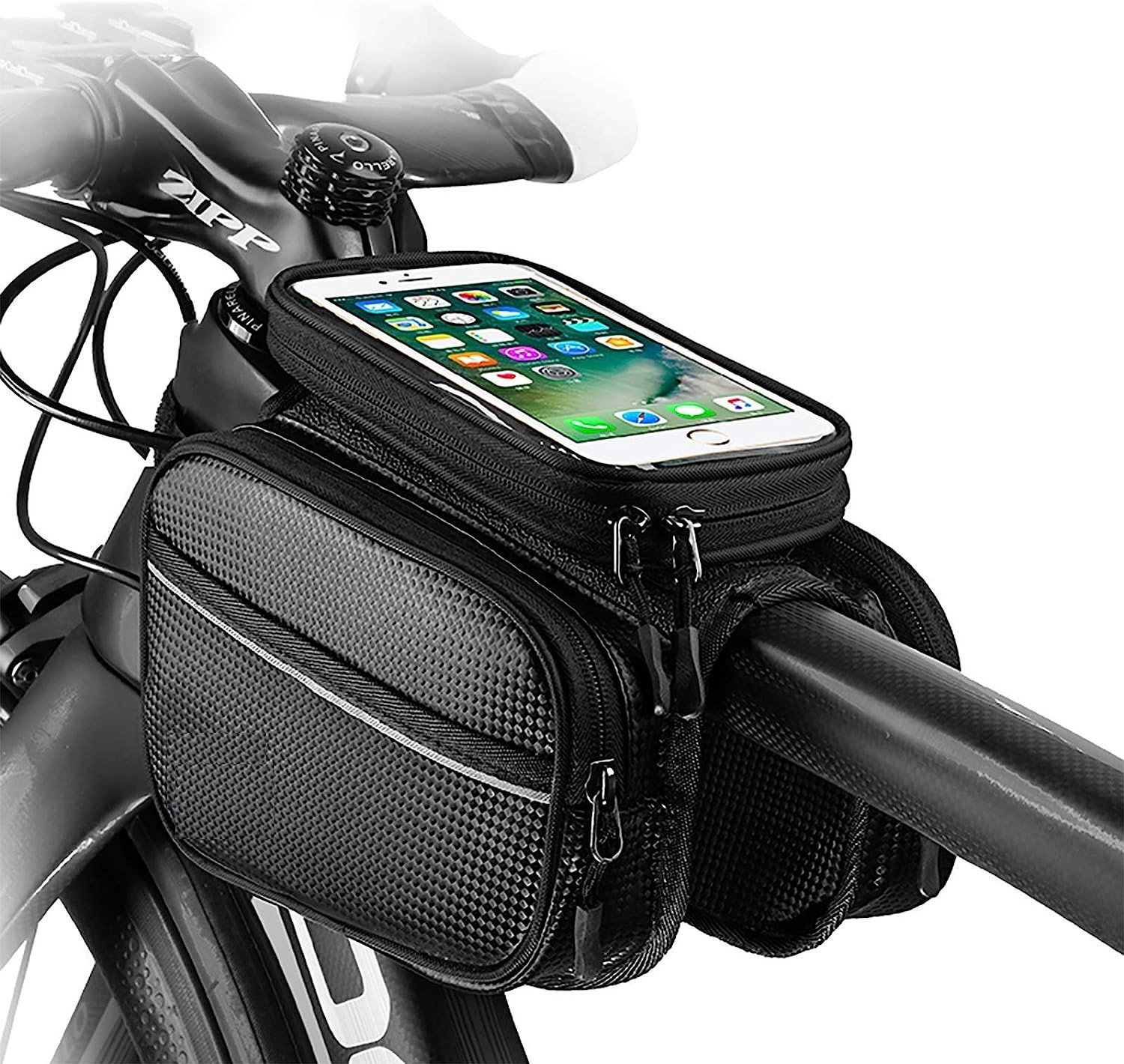 Bike Phone Front Frame Bag Waterproof Bicycle Handlebar Bag With Touch Screen Cell Phone Case Holder Cycling Storage