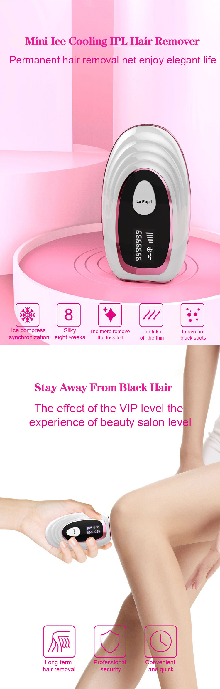 Shopify Dropshipping Laser Hair Removal Machine Women Portable Home Handset Laser Hair Removal