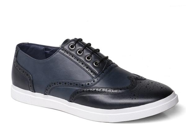 Comfortable Mens Lace Up Sneakers Black PU Lacing Mens Shoes Leather Brogue