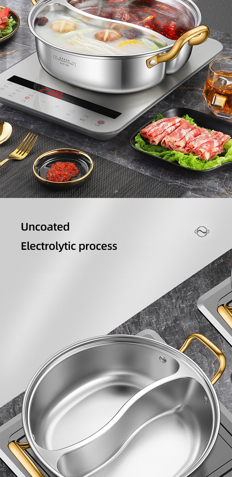 Hot Sale 28cm Induction Cooking Pot Cookware 304 Stainless Steel Hot Pot Soup Pot With Glass Lid