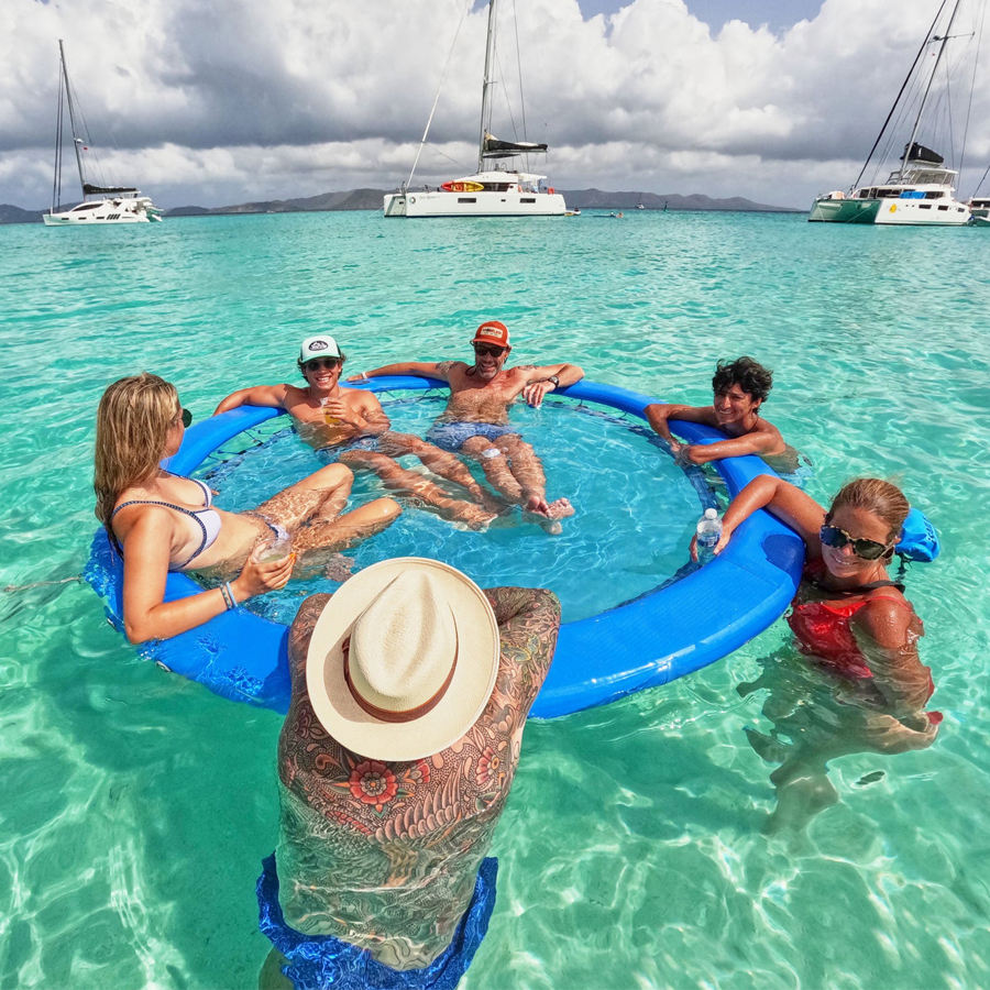 Swimming Pool Round Pool Float Island Folded Inflatable Water Hammock With Mesh