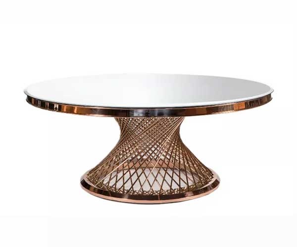 Hotel Glass Round Circle Event Wedding Tables And Chairs Stainless Steel Frame