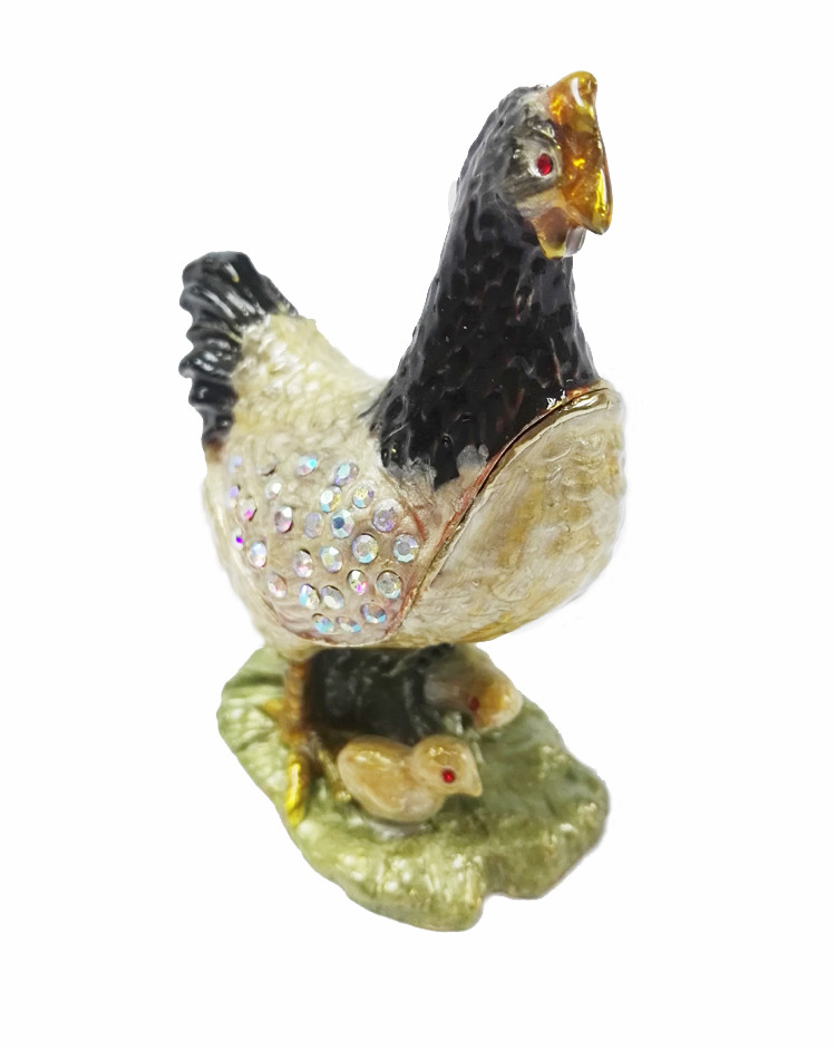 Unique hen jewelry box metal jewelry trinket box hen jewelry box