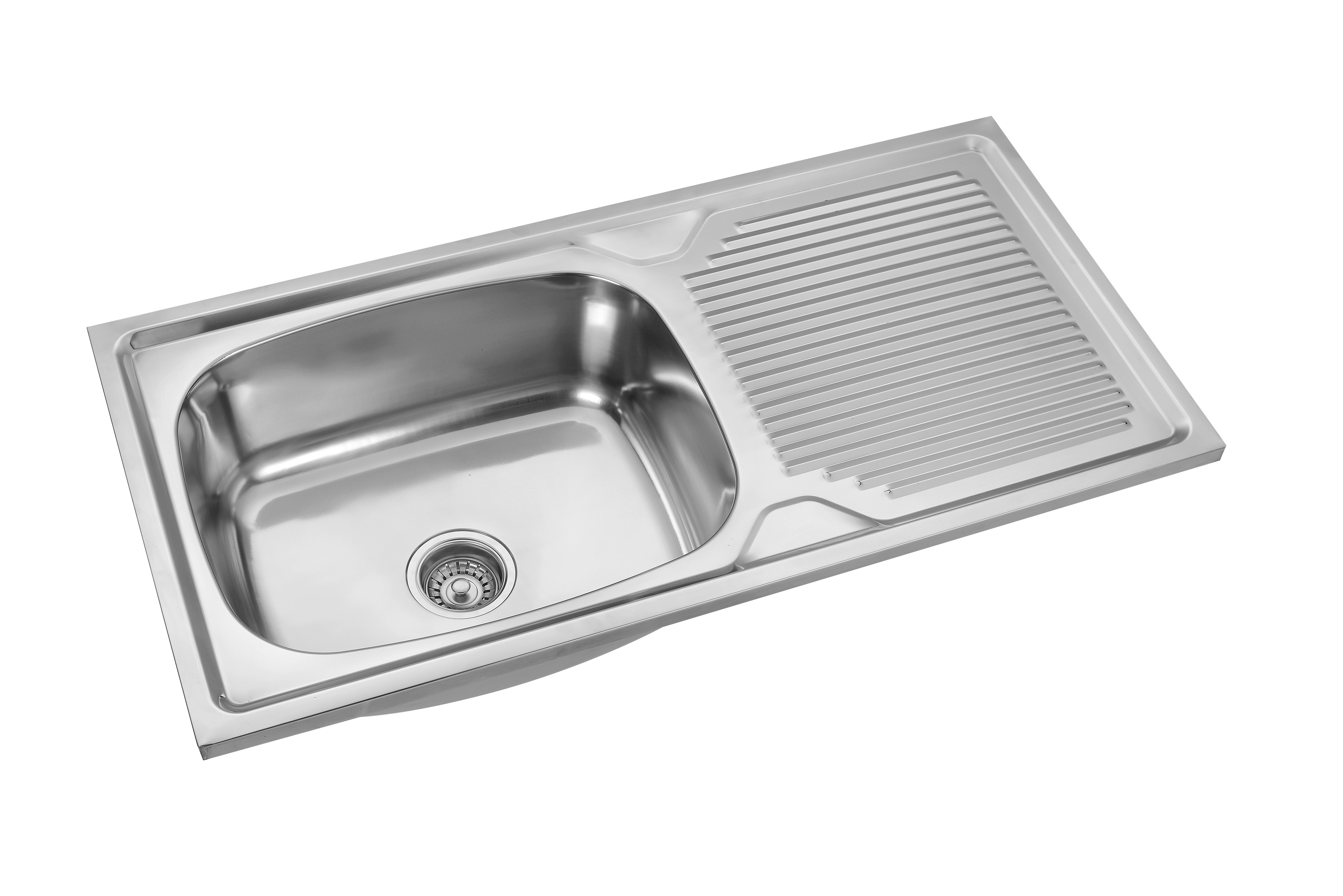Above Counter Big Basin SS Kitchen Sink With Single Drainboard