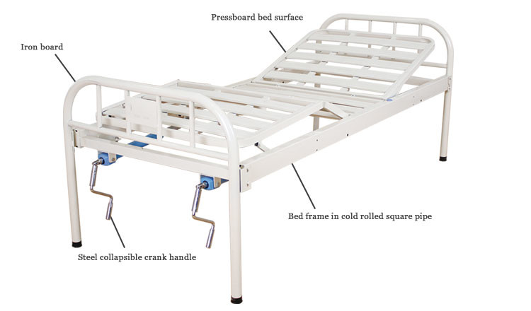 Stainless Steel Clinic Ordinary Medical Bed 2 Crank Hospital Bed