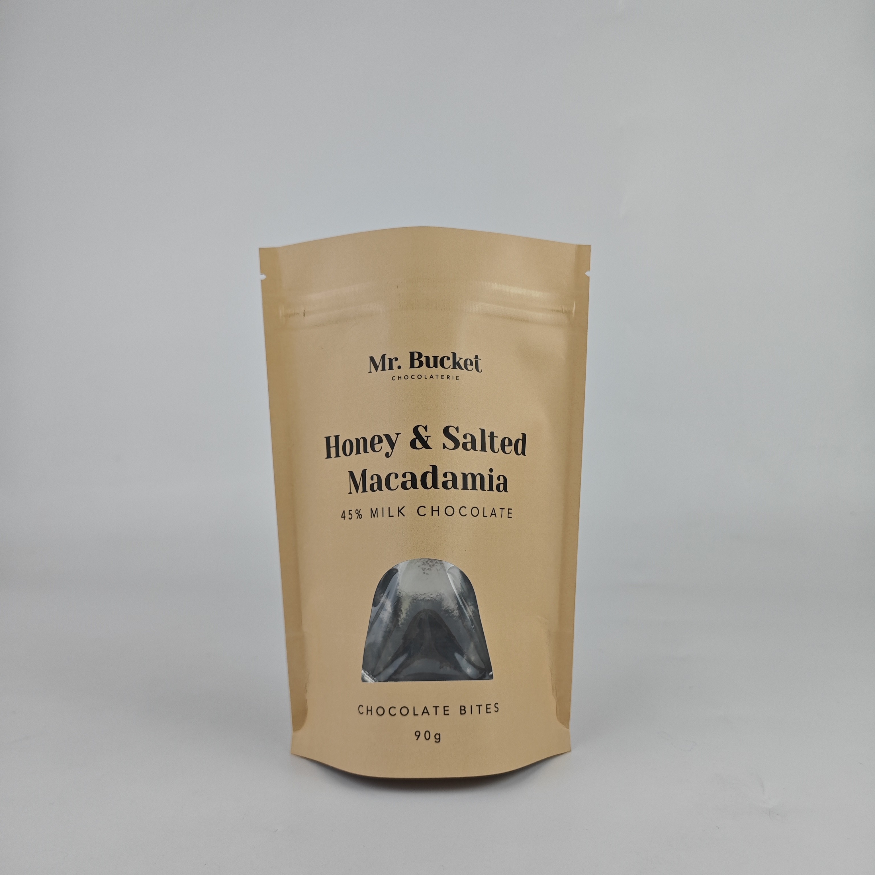 Free samples High Quality Food grade Kraft Paper 90g Snack Packaging Bags Stand Up Zipper Pouch With Clear window