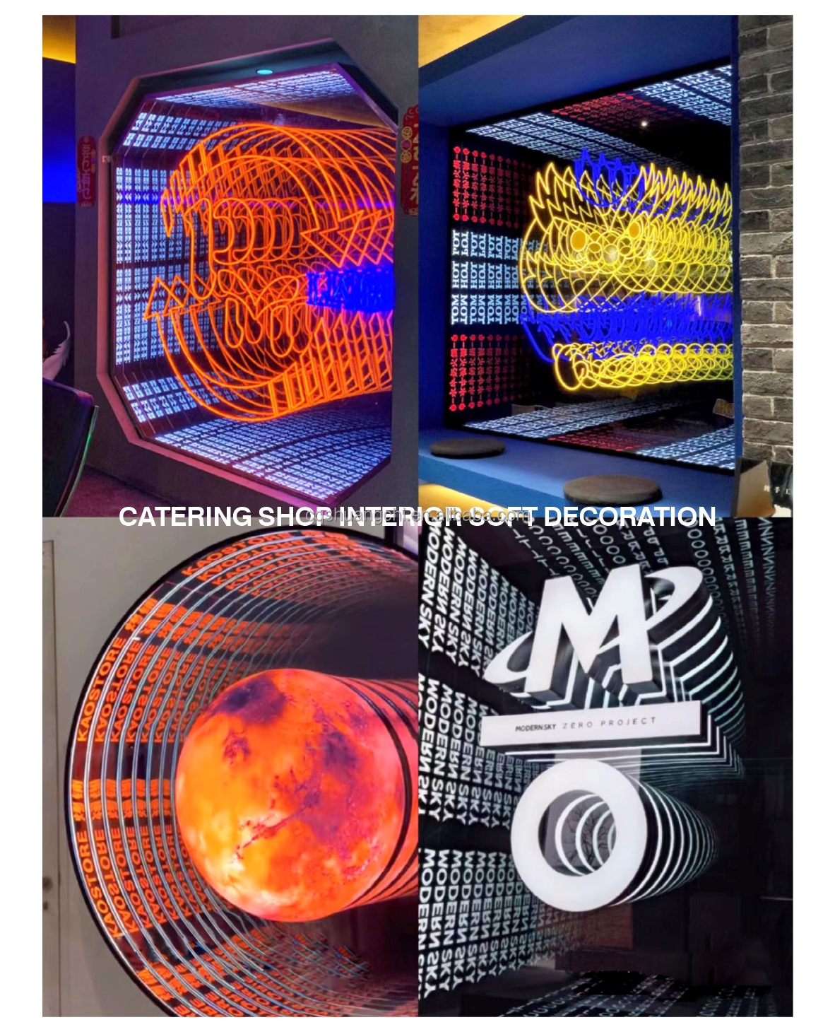 Wall Screw Fix Installation Stainless Steel Housing 3D LED Abyss Mirror Customization