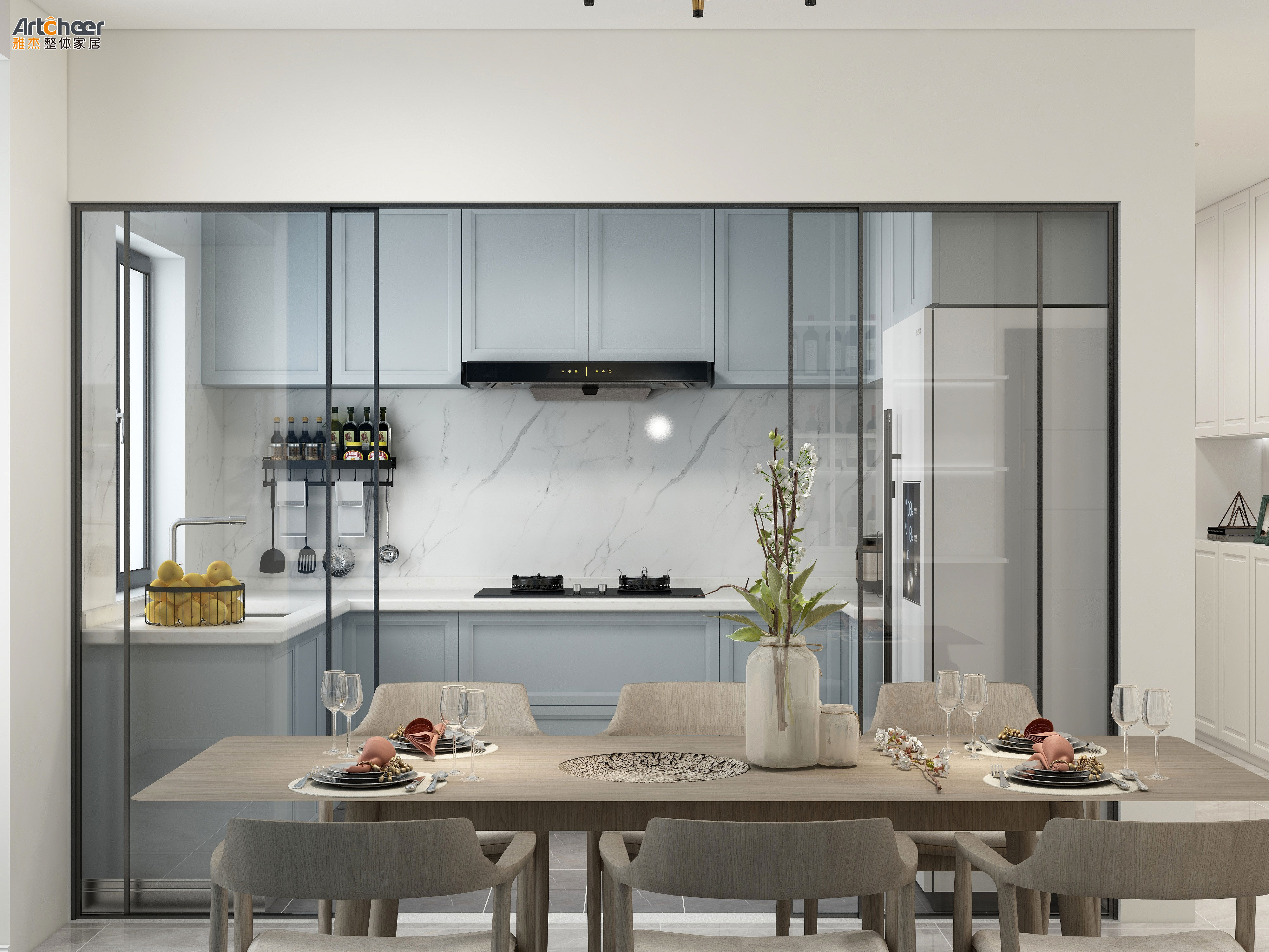 Adjustable Shelf Kitchen Cabinets and Drawers in Contemporary Solid Oak Furniture Design