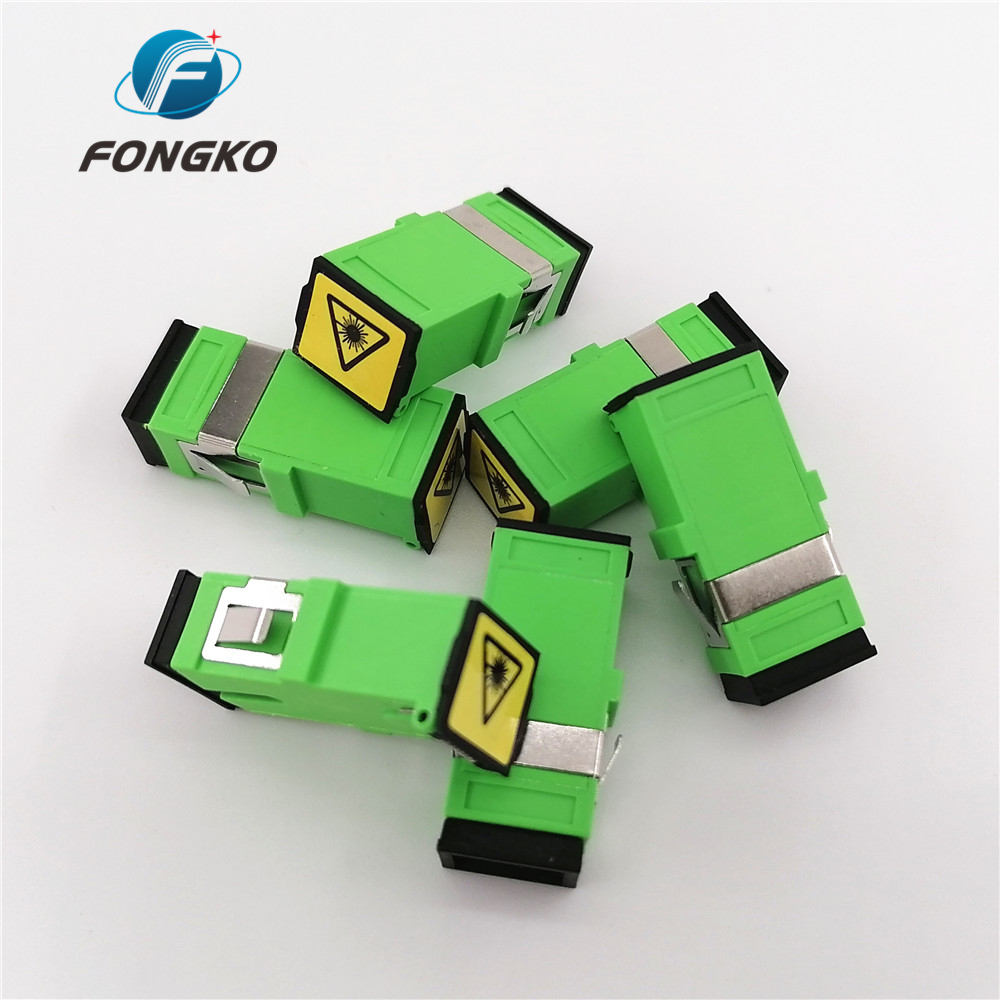 Black Auto Shutter SC/APC Adapter SC Simplex Green Shell Singlemode Fiber Optic Adapters
