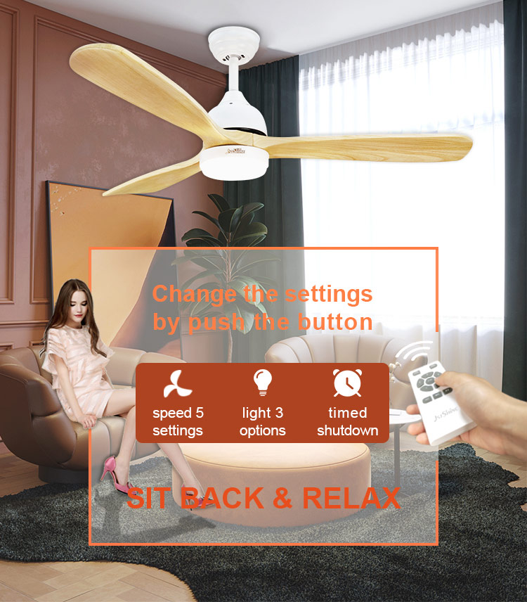 Switch Remote Control 52 Inch LED Ceiling Fan with 3 Solid Blades and LED Lights