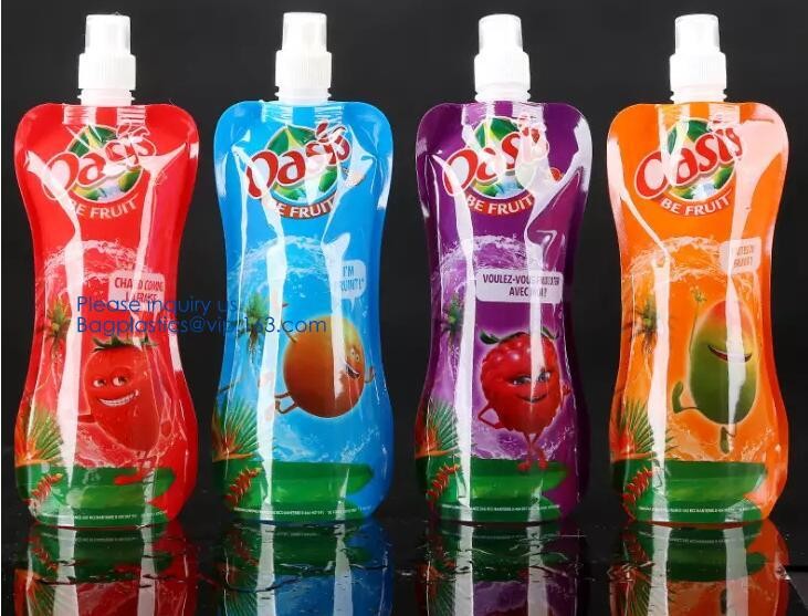 Custom Reusable Juice Food Packaging Plastic Bag Alcohol Drink Wine Spout Pouch Bag,liquid spout pouch/wine drink juice
