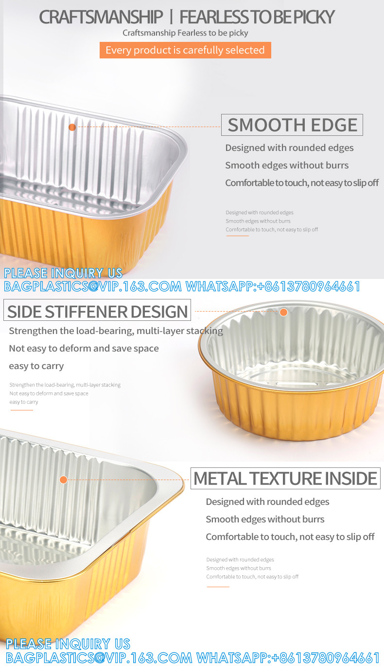 250mm Diameter 2500ml Heatable food pack Preservation Lunch Box Recyclable Takeaway Aluminum Foil Food Container