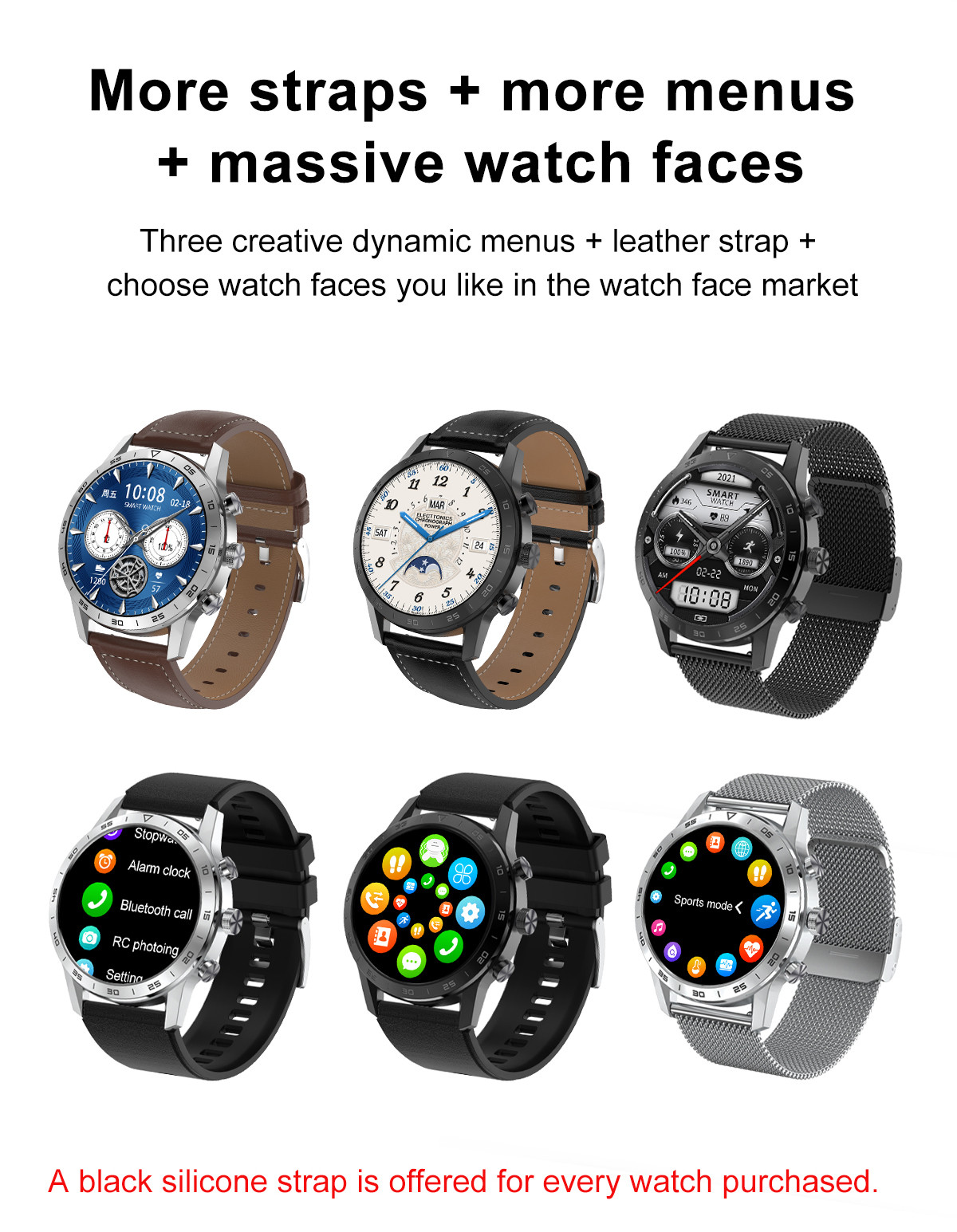 1.39inch ECG IP68 Waterproof BT Call 280mAh DT Smart Watch Heart Rate Monitor