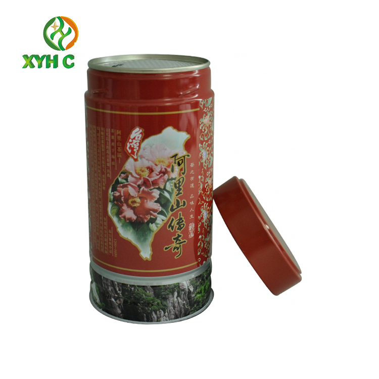 Tea Tin Can Large Round Shape with Lids Custom Printed Tin Containers for Tea