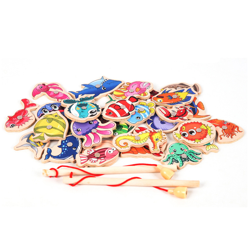 Fishing Game Wooden Alphanumeric Toys For Children Montessori Early Educational