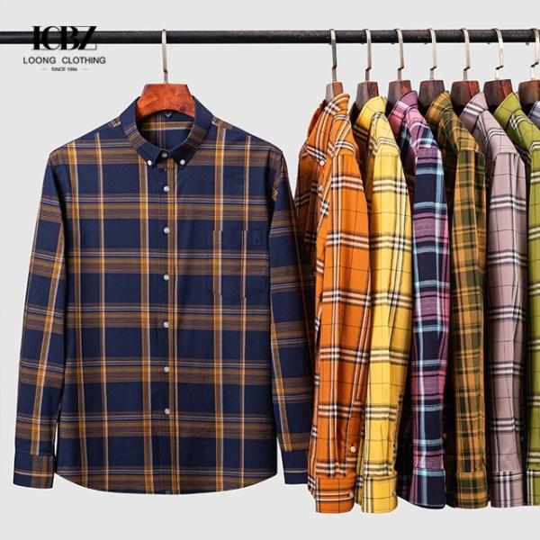 Men's 100% Cotton Plaid Button Collar Shirts Versatile Cardigan Tops for Any
