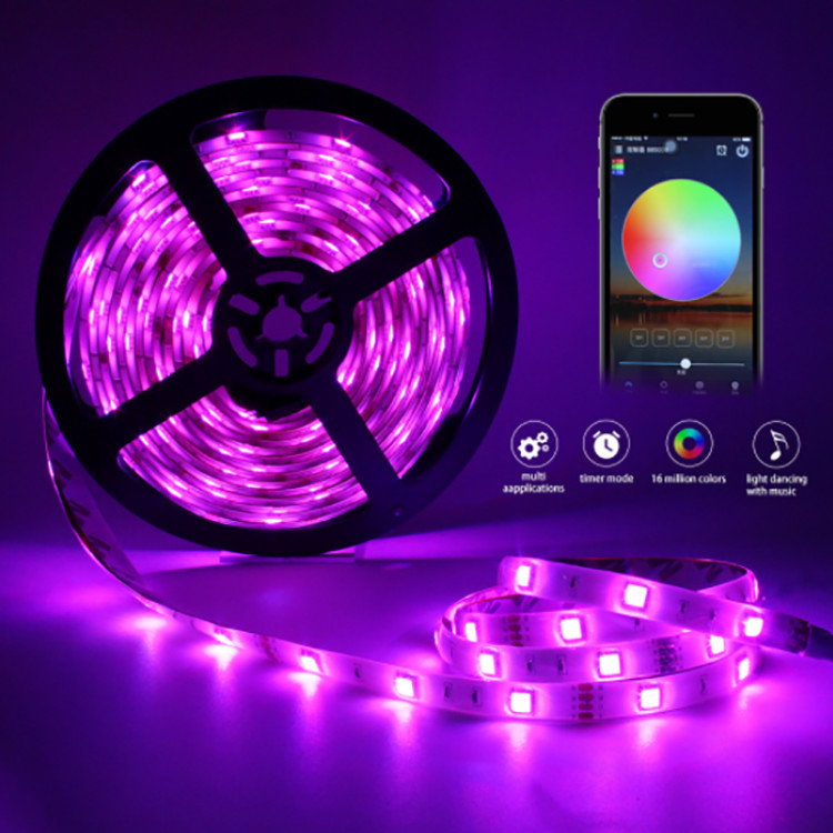 Color Changing Smart LED Light Strip DC12V For Bedroom With IR 24 Keys Remote